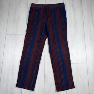 Vtg Dolce & Gabbana Womens Y2K Maroon Blue Striped Corduroy Pants Size 34/48